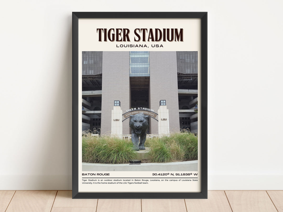 Tiger Stadium Football Retro Wall Art