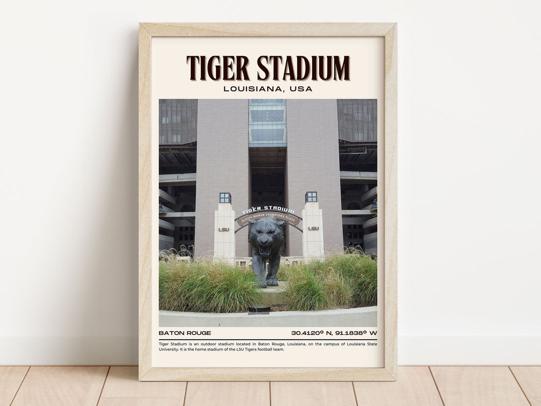 Tiger Stadium Football Retro Wall Art