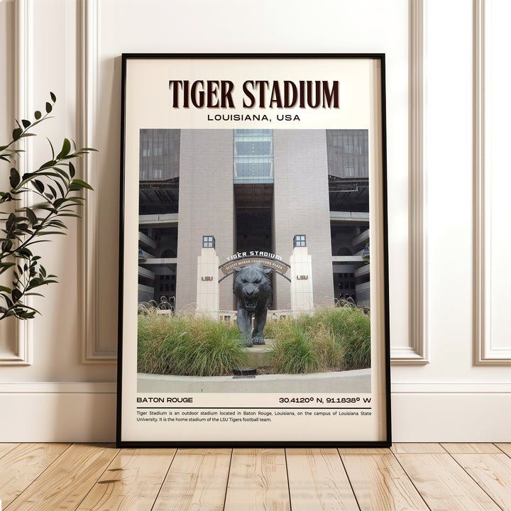 Tiger Stadium Football Retro Wall Art