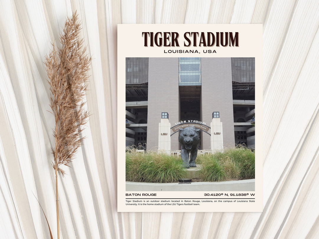 Tiger Stadium Football Retro Wall Art