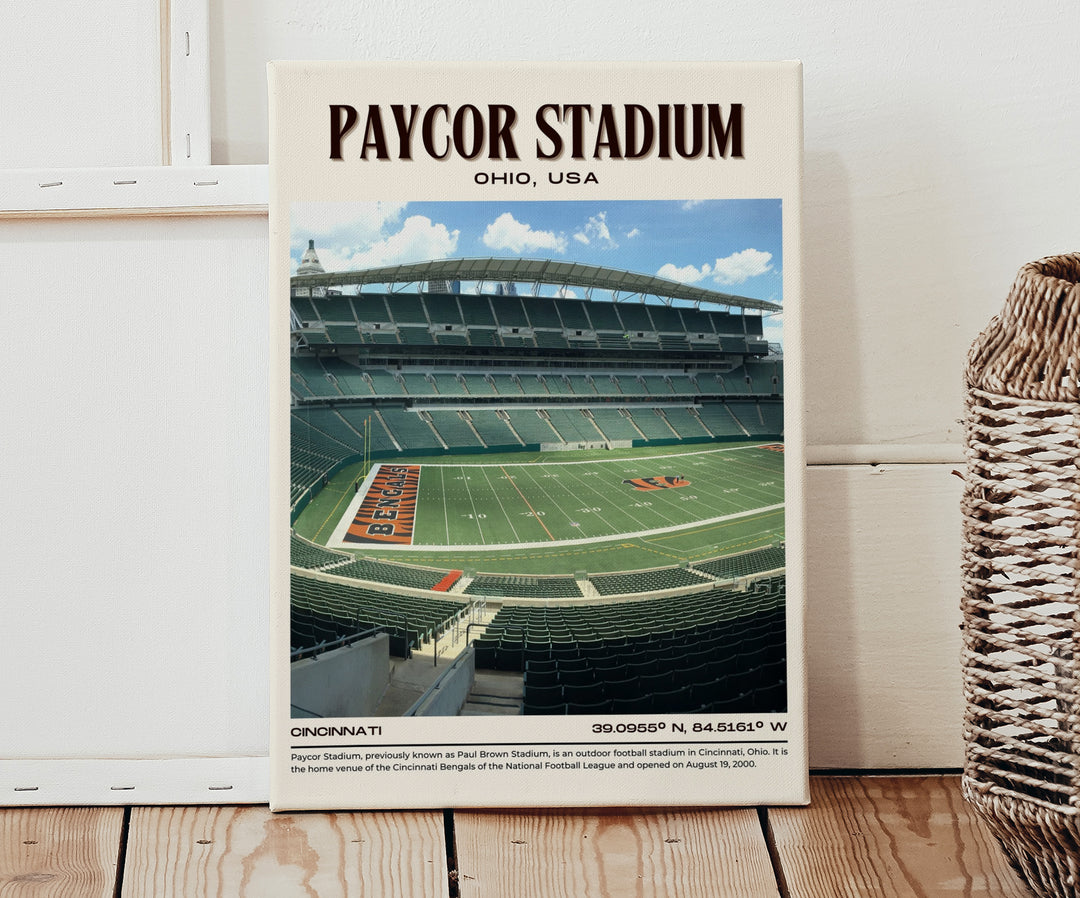 Paycor Stadium Football Retro Wall Art