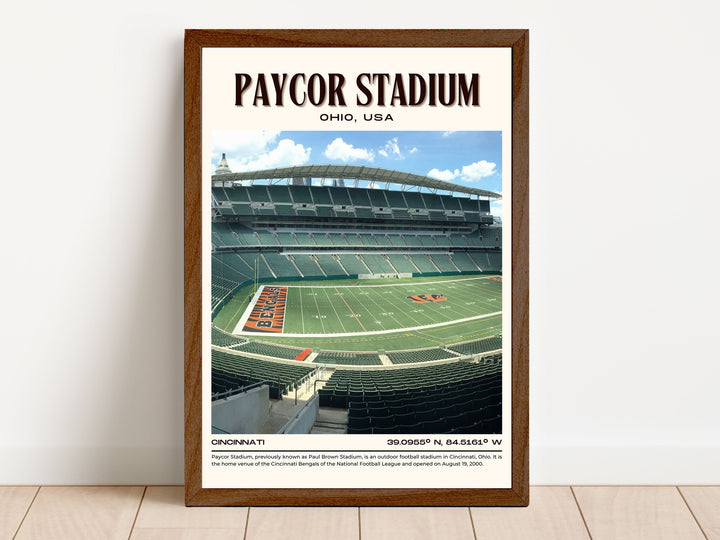 Paycor Stadium Football Retro Wall Art