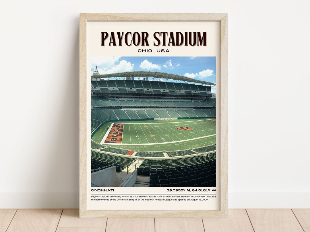 Paycor Stadium Football Retro Wall Art