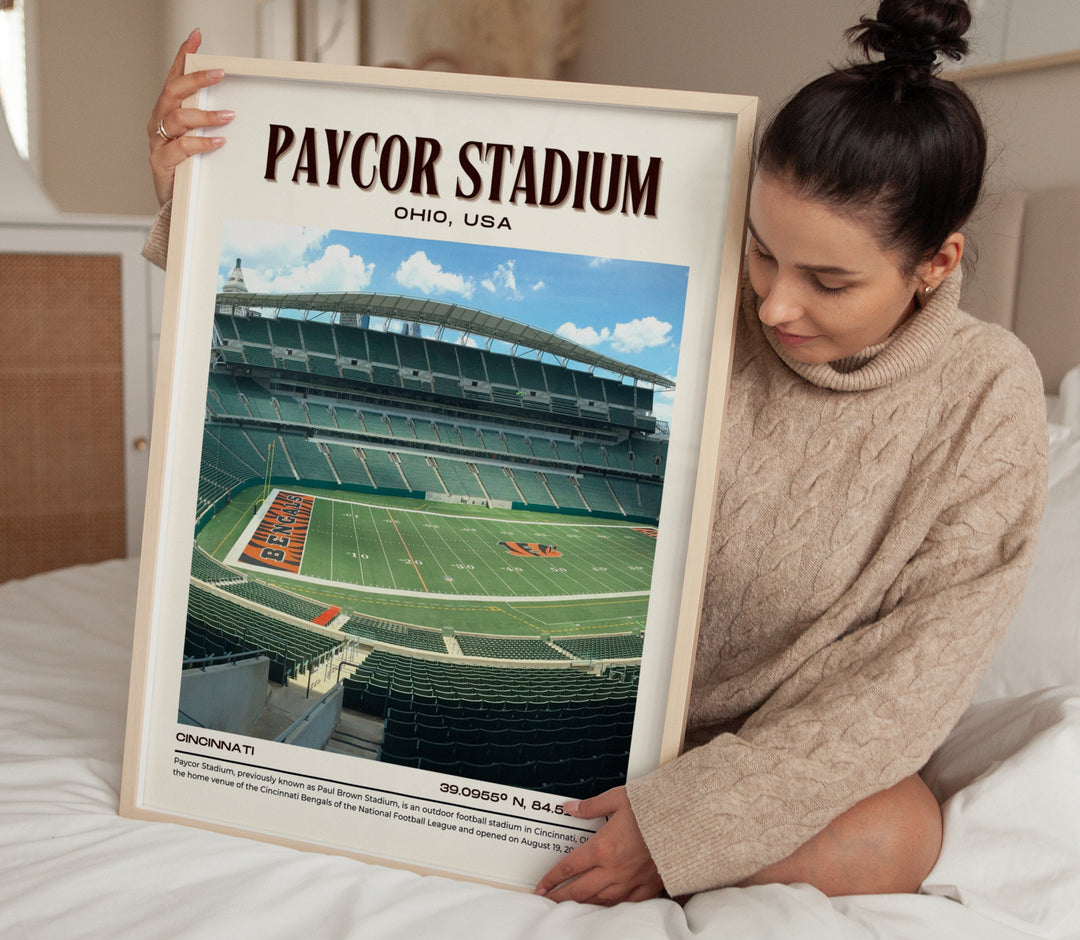 Paycor Stadium Football Retro Wall Art