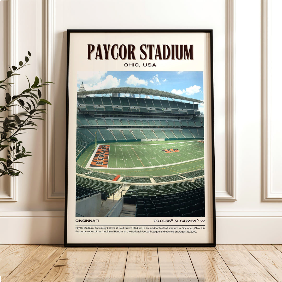 Paycor Stadium Football Retro Wall Art