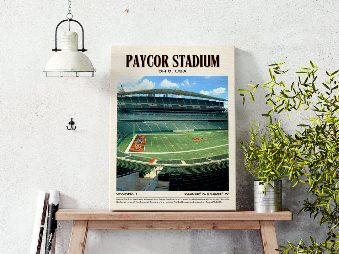 Paycor Stadium Football Retro Wall Art