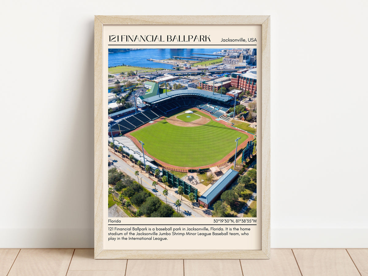121 Financial Ballpark baseball stadium poster, minimal style