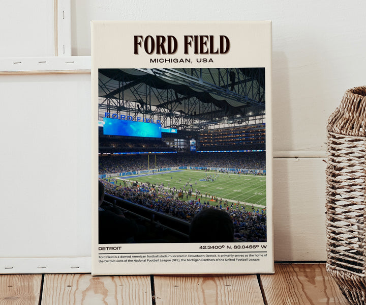 Ford Field Stadium Football Retro Wall Art