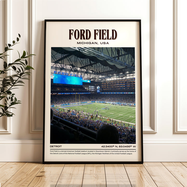 Ford Field Stadium Football Retro Wall Art