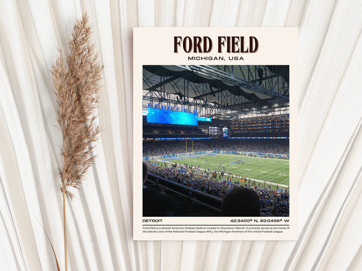 Ford Field Stadium Football Retro Wall Art