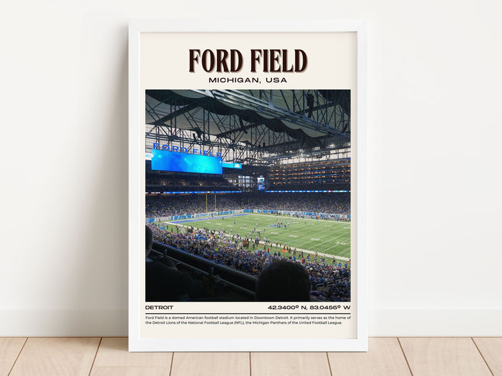 Ford Field Stadium Football Retro Wall Art