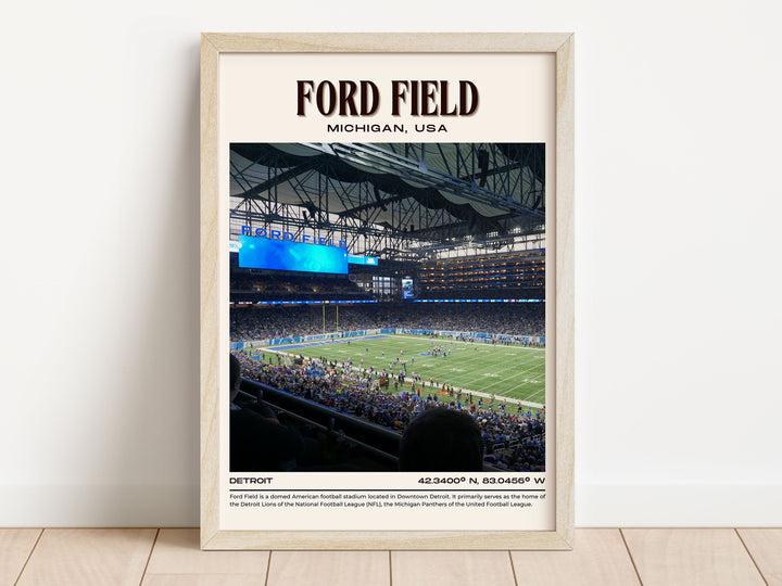 Ford Field Stadium Football Retro Wall Art