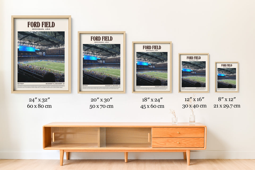 Ford Field Stadium Football Retro Wall Art