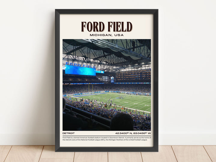 Ford Field Stadium Football Retro Wall Art