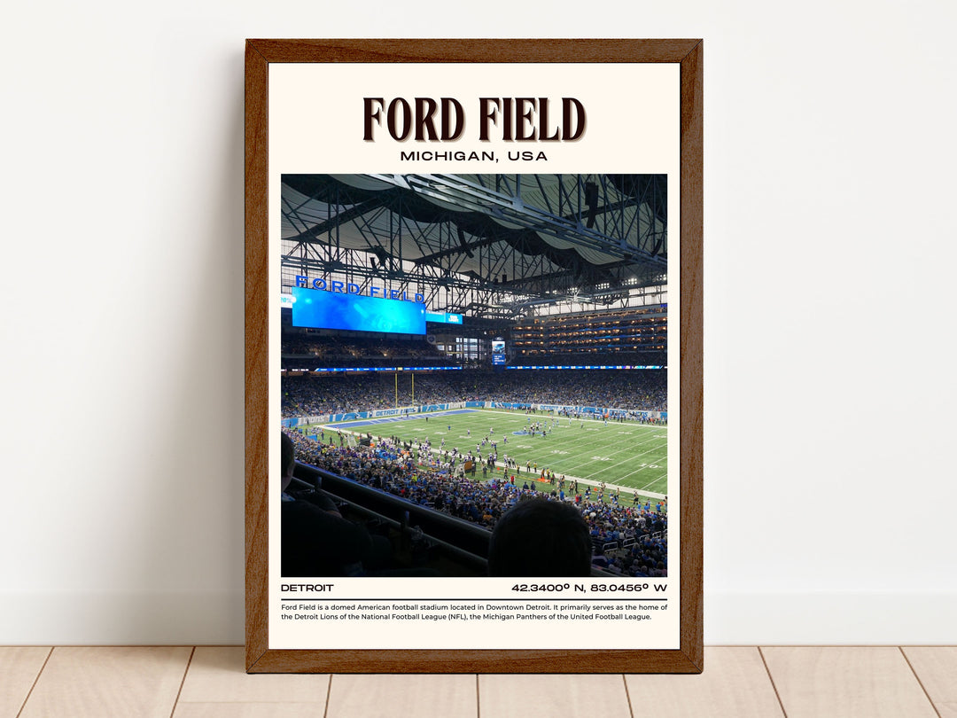 Ford Field Stadium Football Retro Wall Art