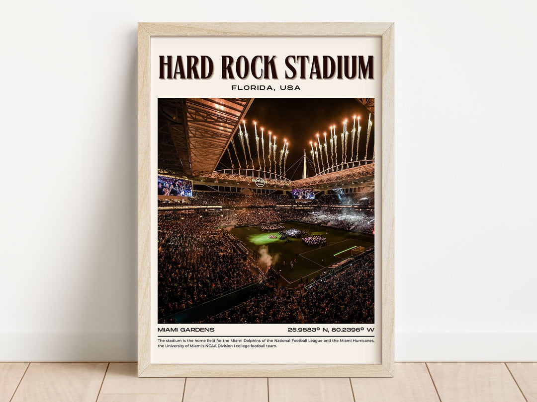 Hard Rock Stadium Football Retro Wall Art