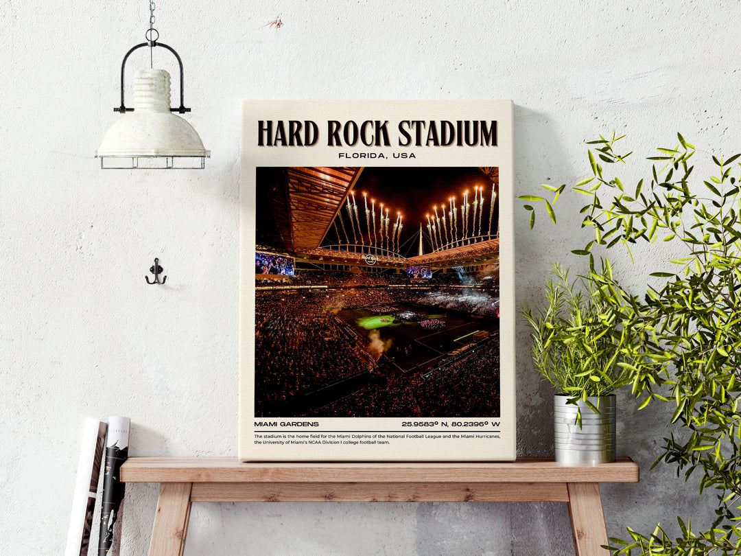 Hard Rock Stadium Football Retro Wall Art