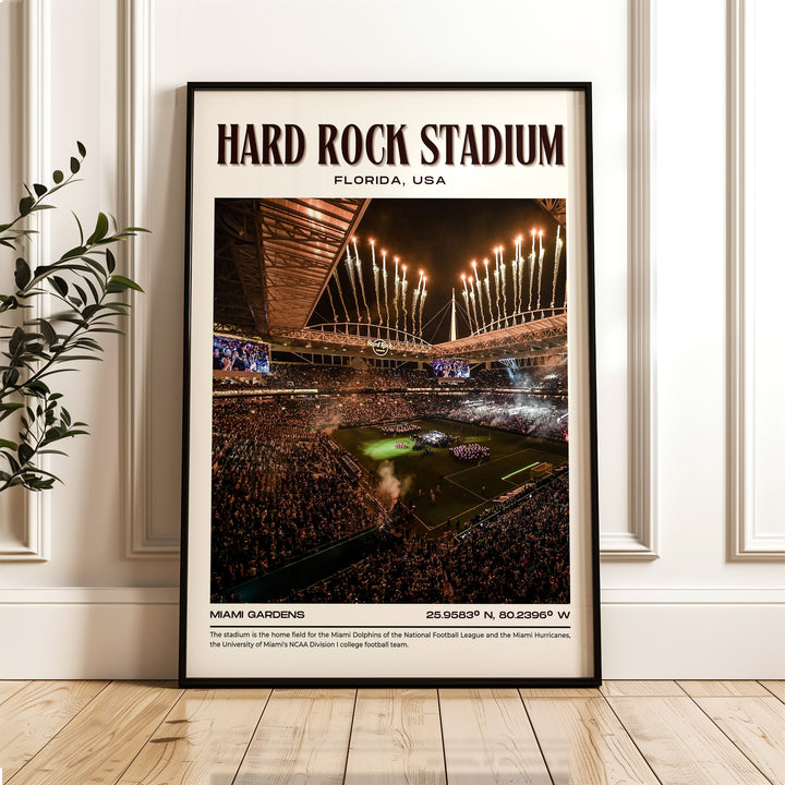 Hard Rock Stadium Football Retro Wall Art