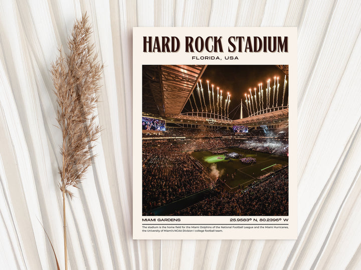 Hard Rock Stadium Football Retro Wall Art