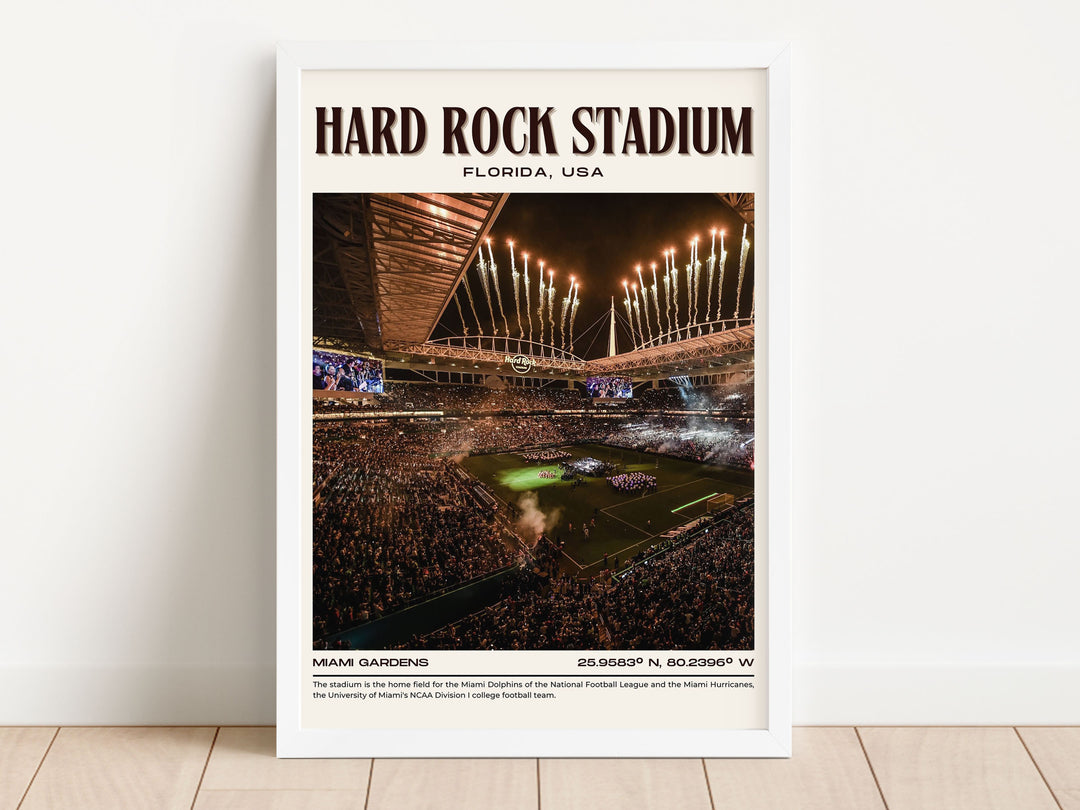 Hard Rock Stadium Football Retro Wall Art