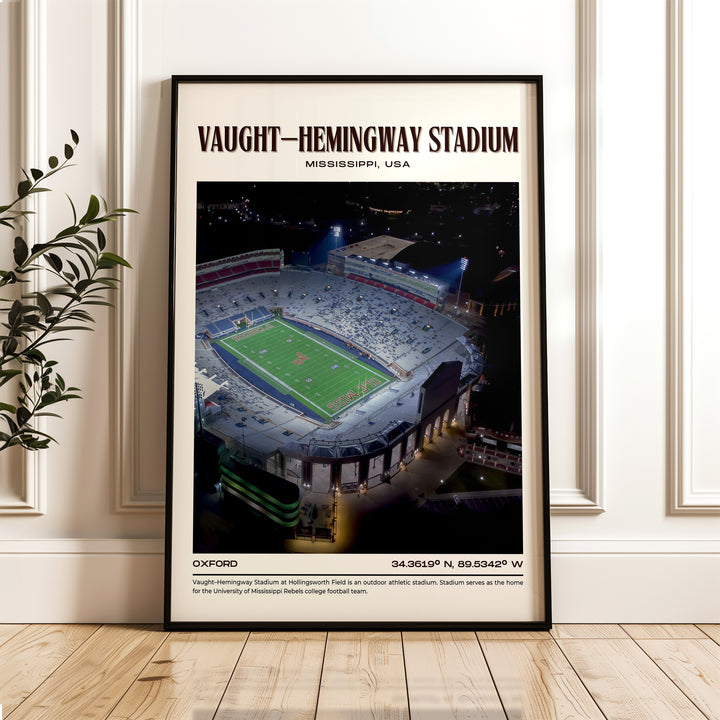 Vaught–Hemingway Stadium Football Retro Wall Art