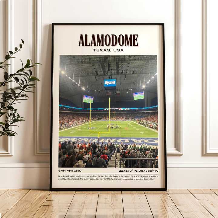 Alamodome Stadium Football Retro Wall Art