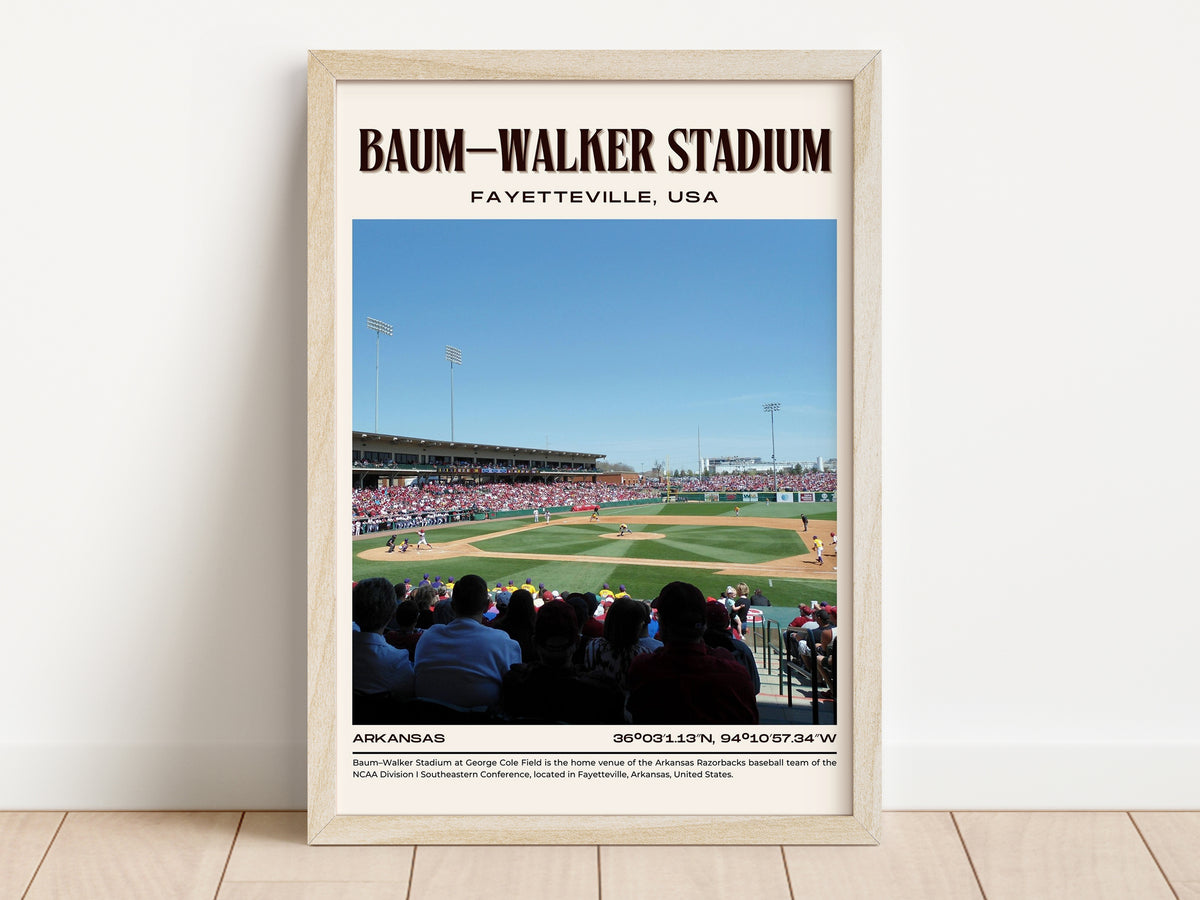 Baum-Walker Stadium baseball poster, retro style