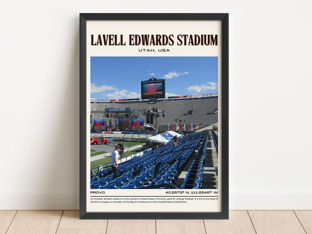 LaVell Edwards Stadium Football Retro Wall Art