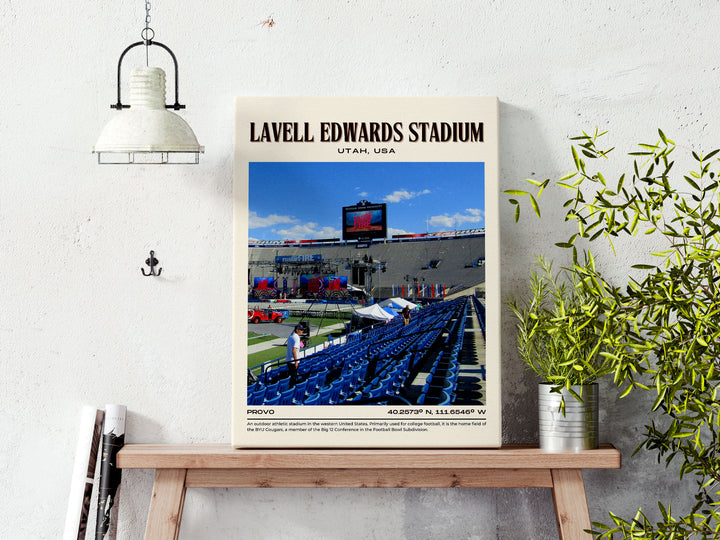 LaVell Edwards Stadium Football Retro Wall Art