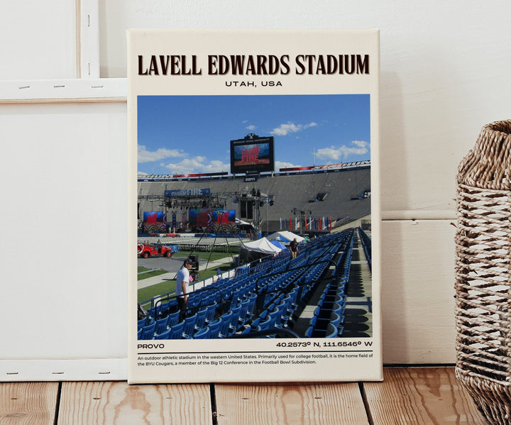 LaVell Edwards Stadium Football Retro Wall Art