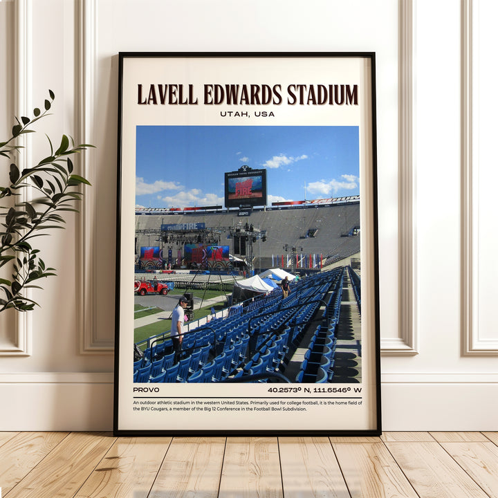 LaVell Edwards Stadium Football Retro Wall Art