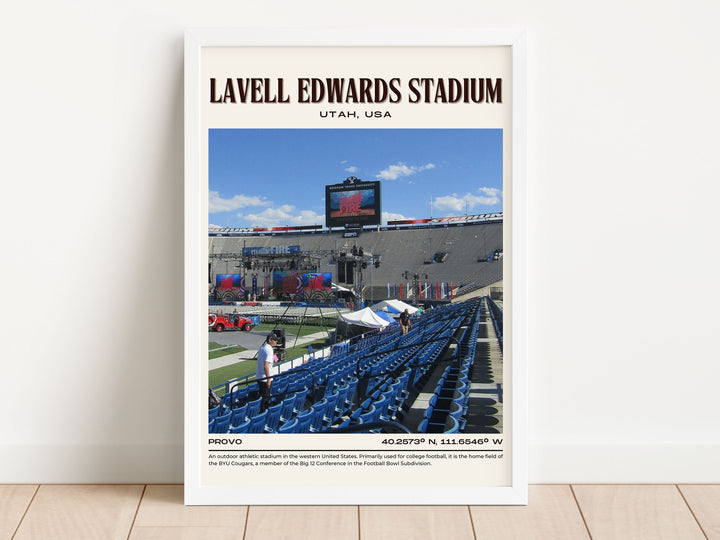 LaVell Edwards Stadium Football Retro Wall Art