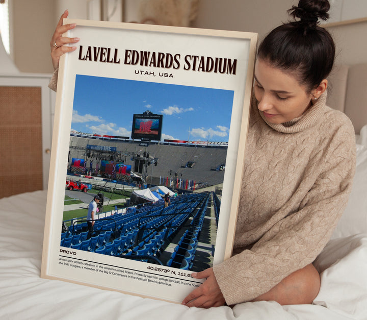 LaVell Edwards Stadium Football Retro Wall Art