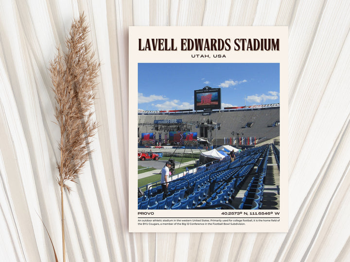 LaVell Edwards Stadium Football Retro Wall Art