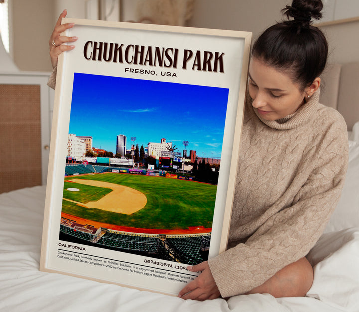 Chukchansi Park Stadium Baseball Retro Wall Art