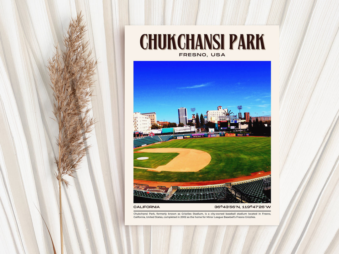 Chukchansi Park Stadium Baseball Retro Wall Art