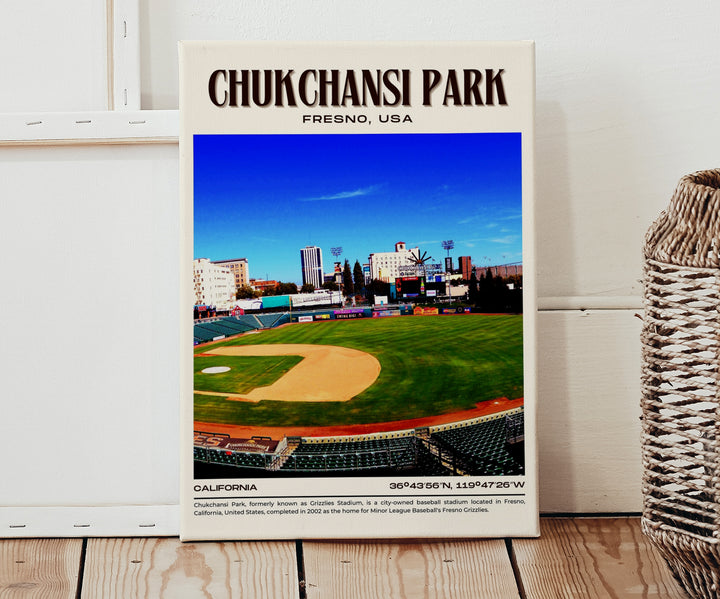 Chukchansi Park Stadium Baseball Retro Wall Art