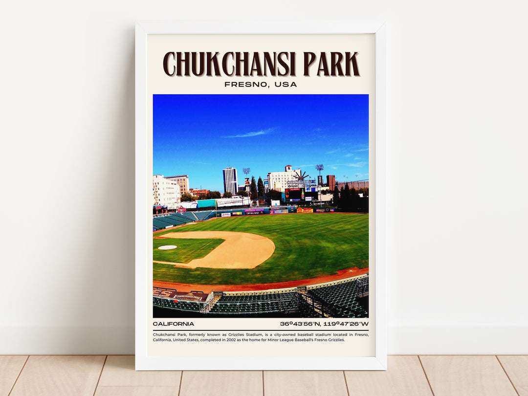 Chukchansi Park Stadium Baseball Retro Wall Art