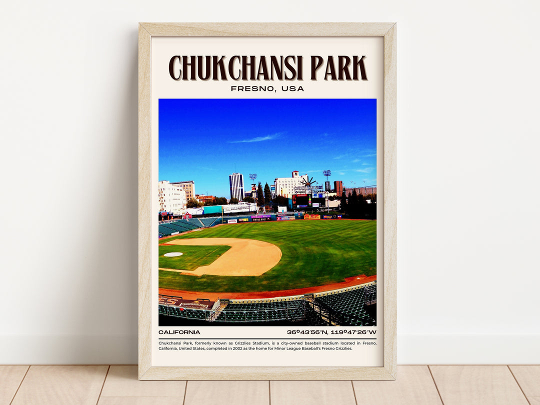 Chukchansi Park Stadium Baseball Retro Wall Art