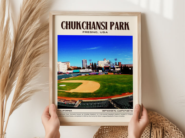 Chukchansi Park Stadium Baseball Retro Wall Art