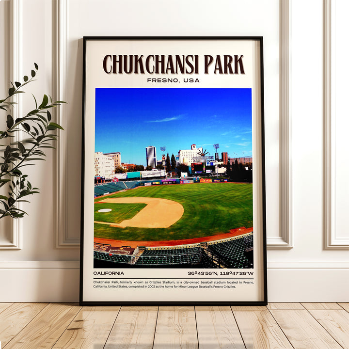 Chukchansi Park Stadium Baseball Retro Wall Art