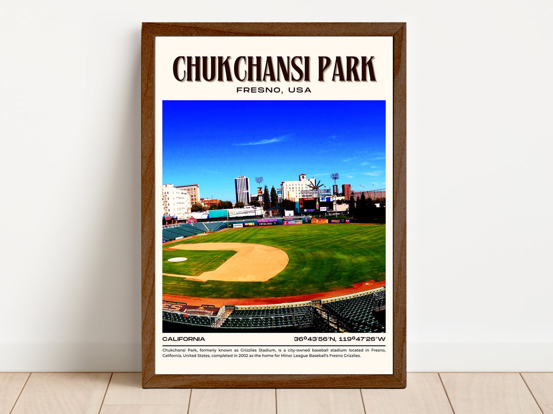 Chukchansi Park Stadium Baseball Retro Wall Art