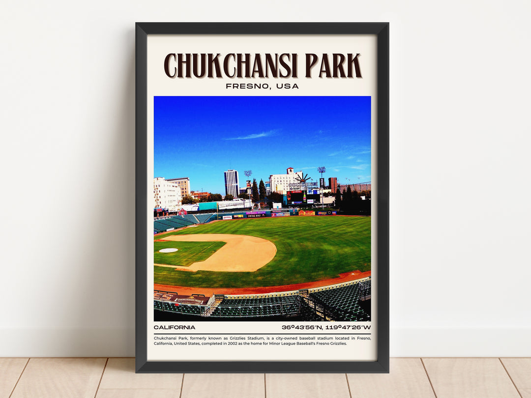 Chukchansi Park Stadium Baseball Retro Wall Art