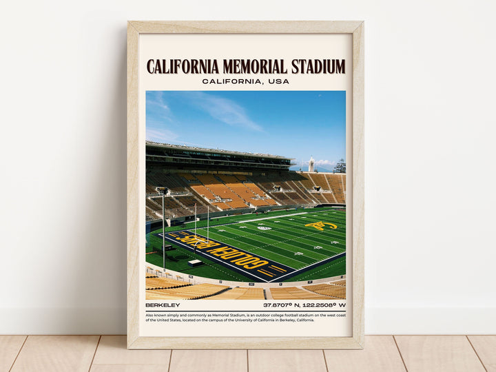 California Memorial Stadium Football Retro Wall Art