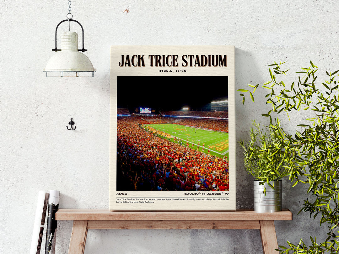 Jack Trice Stadium Football Retro Wall Art