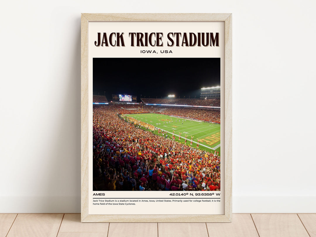 Jack Trice Stadium Football Retro Wall Art