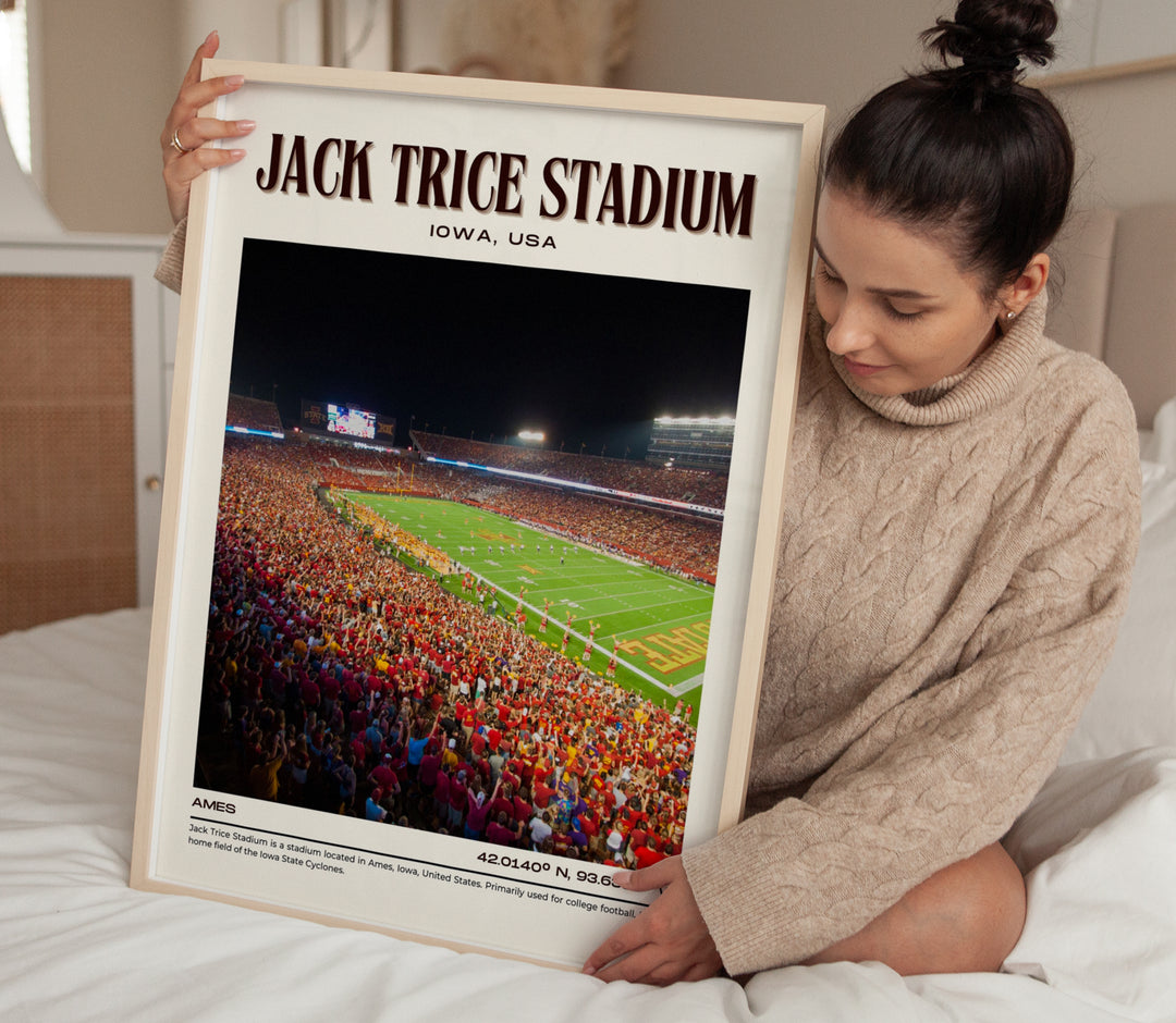 Jack Trice Stadium Football Retro Wall Art