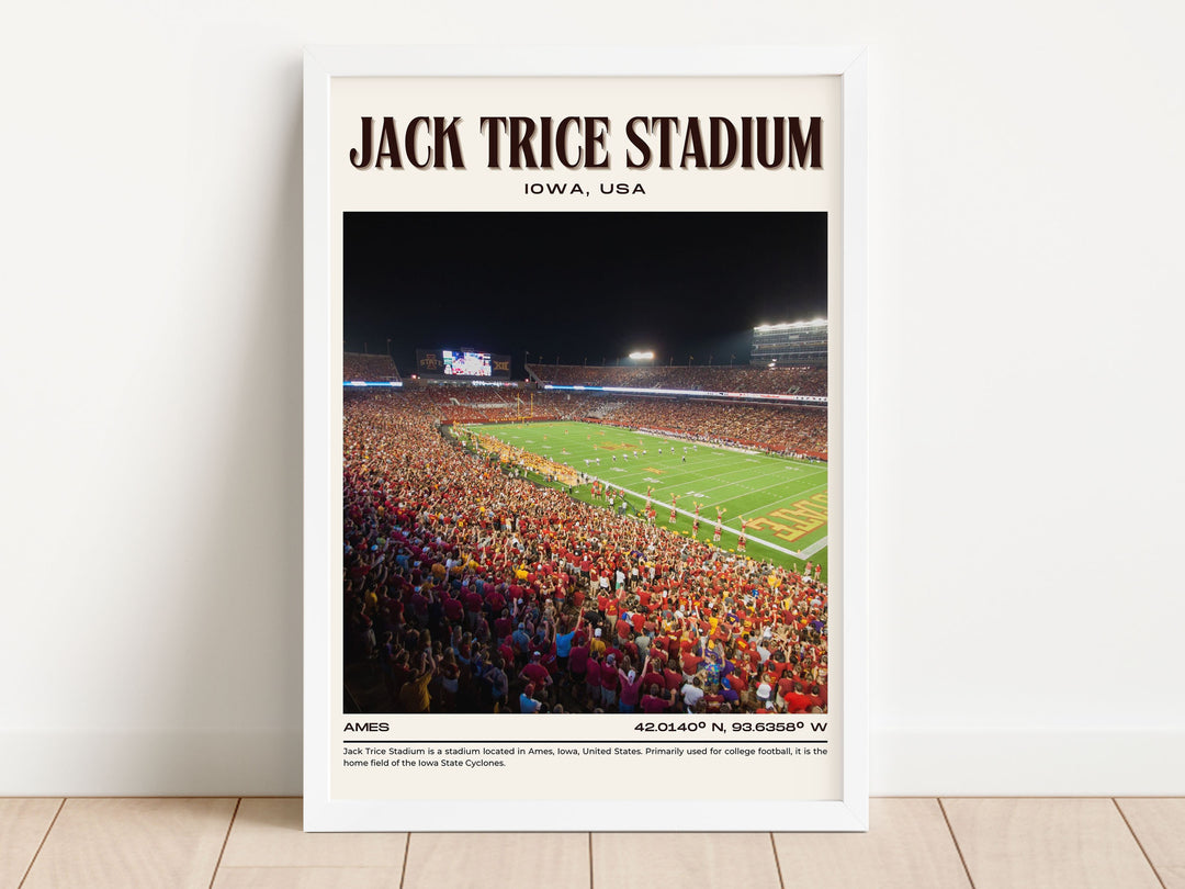 Jack Trice Stadium Football Retro Wall Art