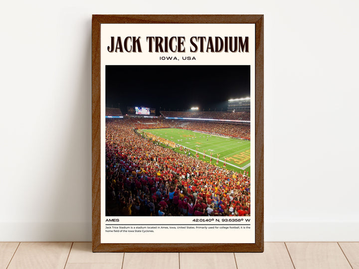 Jack Trice Stadium Football Retro Wall Art