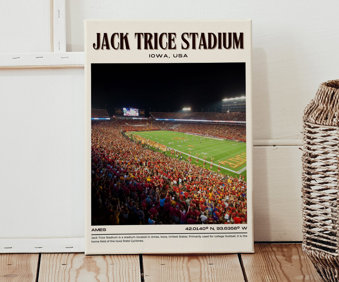 Jack Trice Stadium Football Retro Wall Art